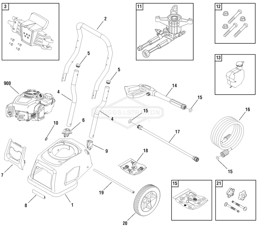 Briggs & Stratton pressure washer model 020664 replacement parts, pump breakdown, repair kits, owners manual and upgrade pump.